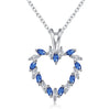 Blue Sapphire Heart Pendant Necklace for women Solid Sterling Silver 925 Fine gem Jewelry Wedding Party Gift Natural Birthstone