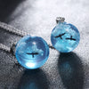 Blue Sky White Cloud Resin Ball Pendant Necklace For Women Eagle Silver Color Chain Choker Kids Girl Jewelry Gifts