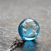 Blue Sky White Cloud Resin Ball Pendant Necklace For Women Eagle Silver Color Chain Choker Kids Girl Jewelry Gifts