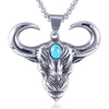 Blue Stone Animal Bull Head Men Necklace Pendant Exquisite Punk Hip Hop Glamour Party Gathering Male Jewelry Accessorie