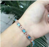 Blue Topaz chain bracelet Free shipping Real natural topaz 925 sterling silver 4*6mm 8pcs