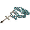 Blue Turquoise Cross Necklace Religious Christian Jewelry Cross Natural Stone Necklace 6mm Rosary