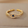 Blue Zircon Evil Eye Rings for Women Turkish Style Open Stainless Steel Lucky Finger Ring Wedding Couple Jewelry anillos mujer