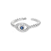 Blue Zircon Evil Eye Rings for Women Turkish Style Open Stainless Steel Lucky Finger Ring Wedding Couple Jewelry anillos mujer
