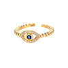 Blue Zircon Evil Eye Rings for Women Turkish Style Open Stainless Steel Lucky Finger Ring Wedding Couple Jewelry anillos mujer