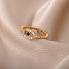 Blue Zircon Evil Eye Rings for Women Turkish Style Open Stainless Steel Lucky Finger Ring Wedding Couple Jewelry anillos mujer