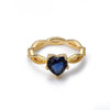 Blue Zircon Heart Rings For Women Gold Color Crystal Finger Ring 2023 Trend Engagement Wedding Band Jewelry bague femme