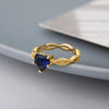 Blue Zircon Heart Rings For Women Gold Color Crystal Finger Ring 2023 Trend Engagement Wedding Band Jewelry bague femme