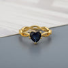 Blue Zircon Heart Rings For Women Gold Color Crystal Finger Ring 2023 Trend Engagement Wedding Band Jewelry bague femme