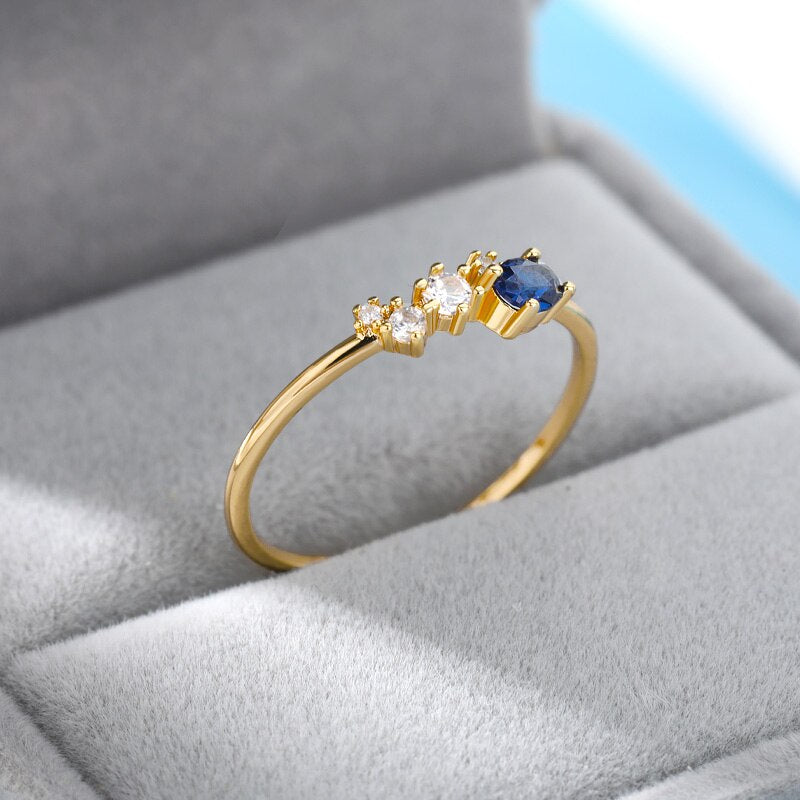 Blue Zircon Ring Stainless Steel Vintage Rings For Women Crystal 2023 Aesthetic Jewelry Romantic Wedding Band Gift bague femme