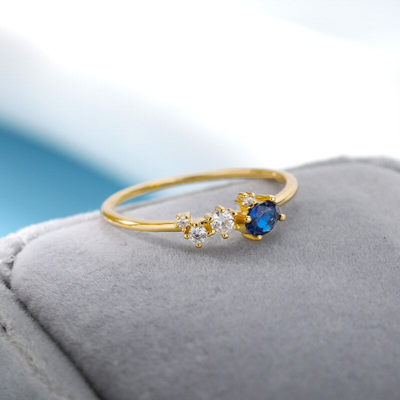Blue Zircon Ring Stainless Steel Vintage Rings For Women Crystal 2023 Aesthetic Jewelry Romantic Wedding Band Gift bague femme