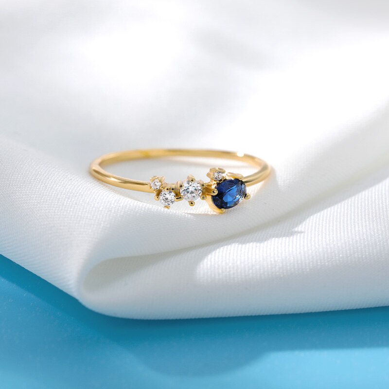 Blue Zircon Ring Stainless Steel Vintage Rings For Women Crystal 2023 Aesthetic Jewelry Romantic Wedding Band Gift bague femme