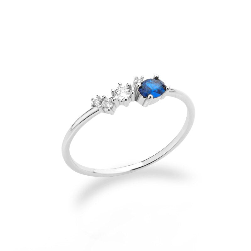 Blue Zircon Ring Stainless Steel Vintage Rings For Women Crystal 2023 Aesthetic Jewelry Romantic Wedding Band Gift bague femme
