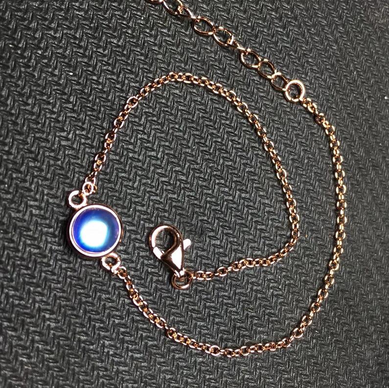 Blue brilliance moonstone bracelet for woman 6 mm natural moonstone silver bracelet 925 silver moonstone jewelry romantic gift