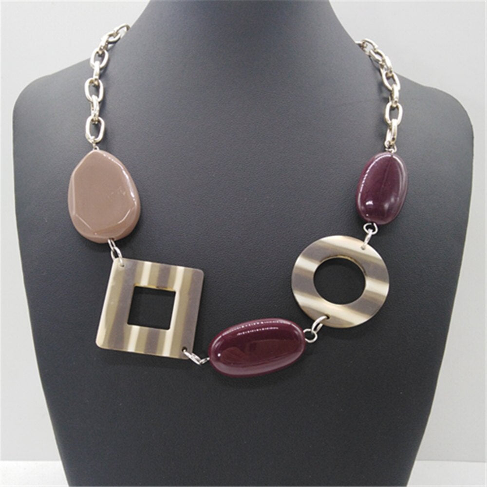 Blue red Geometric Girl Ethnic Big Ball Vintage Pendants Choker Necklace Women Sweater Chain Jewelry Wedding