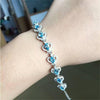 Blue topaz chain bracelet Free shipping Real natural blue topaz 925 sterling silver 4*6mm 8pcs