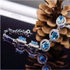 Blue topaz chain bracelet Free shipping Real natural blue topaz 925 sterling silver 5*7mm 5pcs