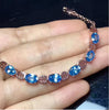 Blue topaz chain bracelet Free shipping Real natural blue topaz 925 sterling silver 5*7mm 6pcs