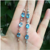 Blue topaz chain bracelet Free shipping Real natural blue topaz 925 sterling silver 6*8mm 3pcs