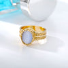 Bluestone Rings Gold Color Opal Finger Rings for Women 2023 Trend Aesthetic Jewelry Accessories anillos mujer
