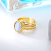 Bluestone Rings Gold Color Opal Finger Rings for Women 2023 Trend Aesthetic Jewelry Accessories anillos mujer