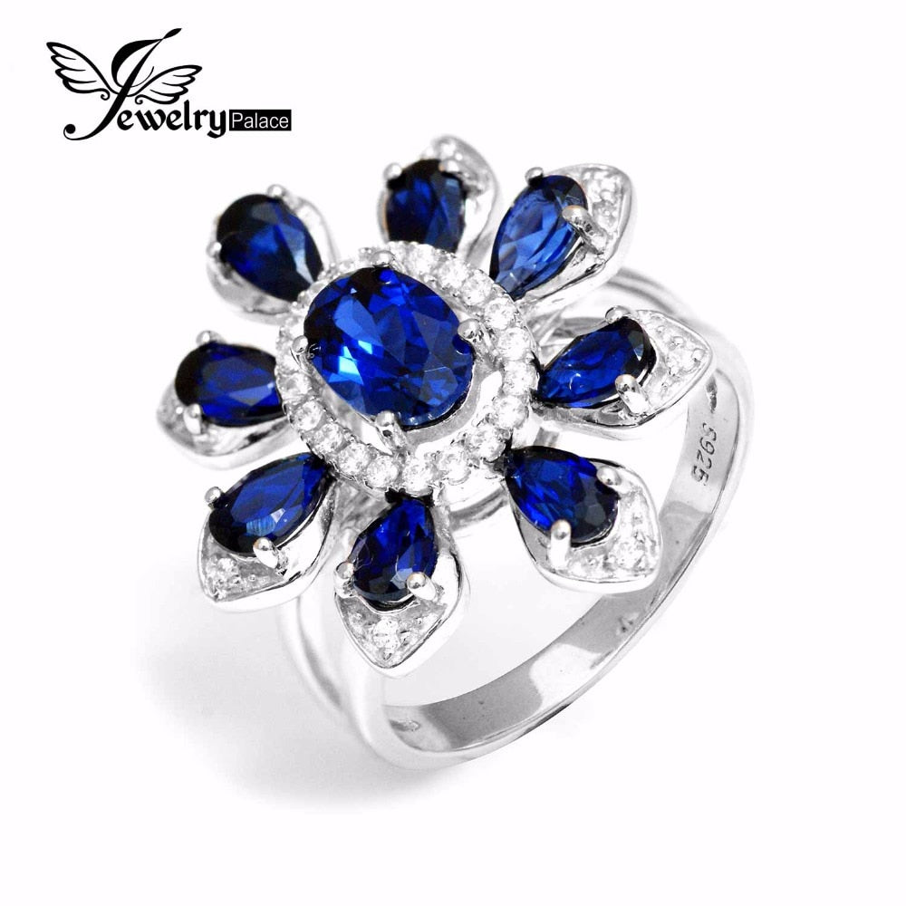 Bohemia 2.5ct Blue Sapphire Ring Set Genuine Real Pure Solid 925 Sterling Silver Fashion Luxury Lady Christmas Gift