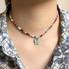 Bohemia Beads Choker Female Colorful Candy Neaklace With Butterfly Pendant Circle Lariat Bead Clavicle Chain Collar Jewelry Girl