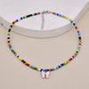 Bohemia Beads Choker Female Colorful Candy Neaklace With Butterfly Pendant Circle Lariat Bead Clavicle Chain Collar Jewelry Girl