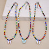 Bohemia Beads Choker Female Colorful Candy Neaklace With Butterfly Pendant Circle Lariat Bead Clavicle Chain Collar Jewelry Girl