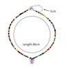 Bohemia Beads Choker Female Colorful Candy Neaklace With Butterfly Pendant Circle Lariat Bead Clavicle Chain Collar Jewelry Girl