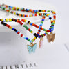 Bohemia Beads Choker Female Colorful Candy Neaklace With Butterfly Pendant Circle Lariat Bead Clavicle Chain Collar Jewelry Girl