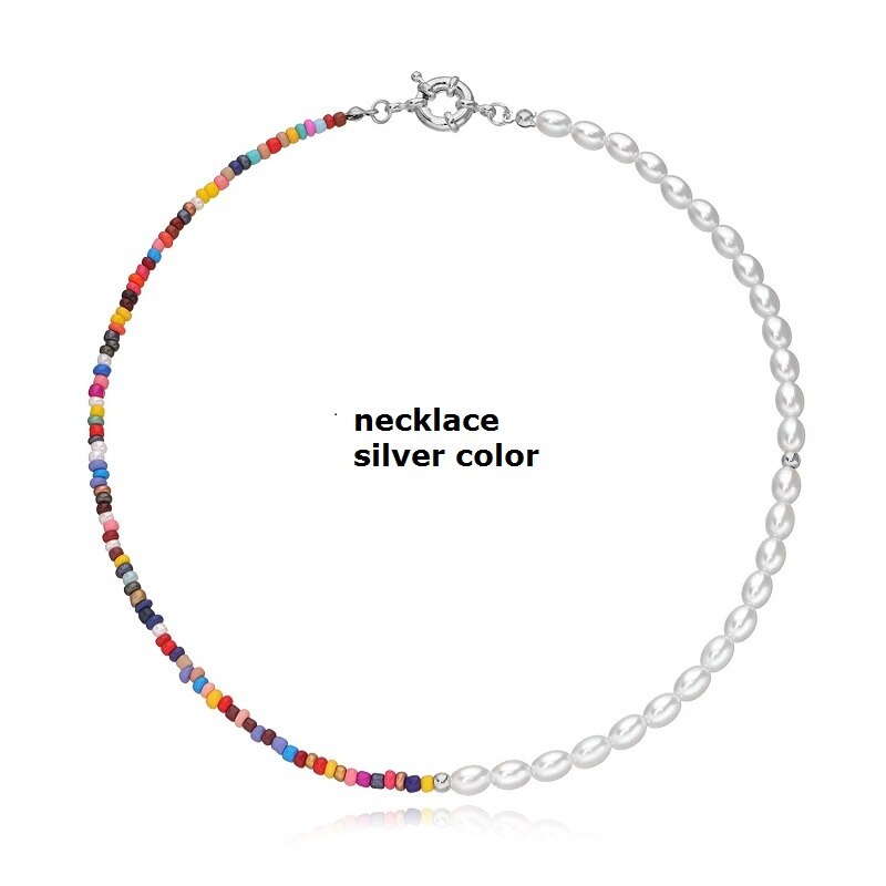Bohemia Colorful Rice Beads Necklace Imitation Pearl Choker Handmade Chain For Women Party Beach Jewelry Gifts Accesorios