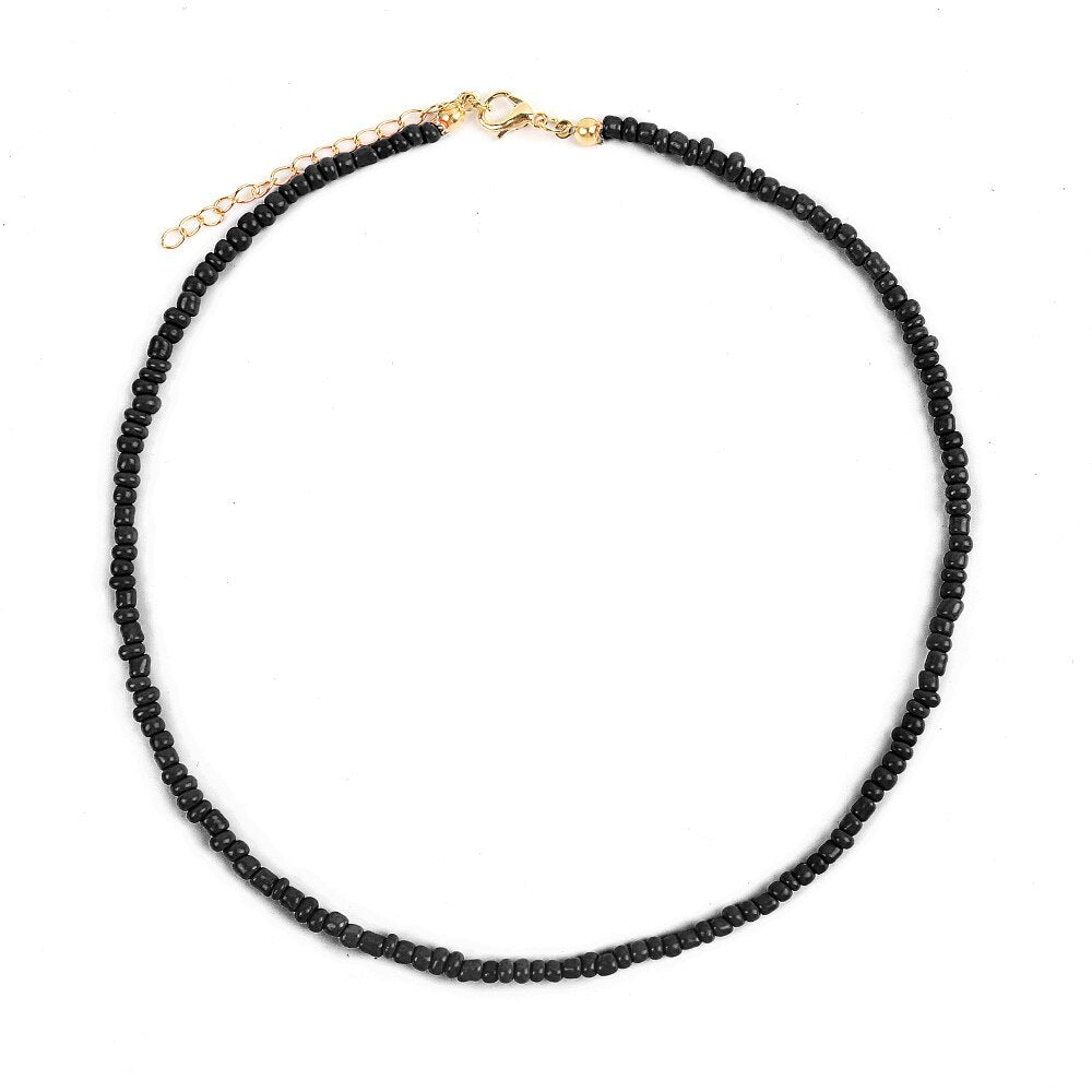 Bohemia Colorful Rice Beads Strand Necklaces For Women Teens Girls Adjustable Clavicle Choker Necklace Trendy Beach Jewelry