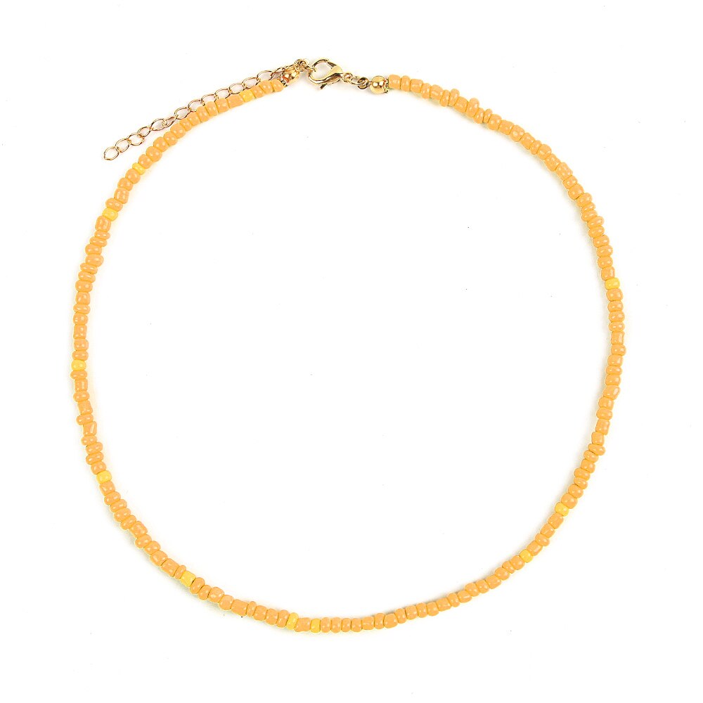 Bohemia Colorful Rice Beads Strand Necklaces For Women Teens Girls Adjustable Clavicle Choker Necklace Trendy Beach Jewelry