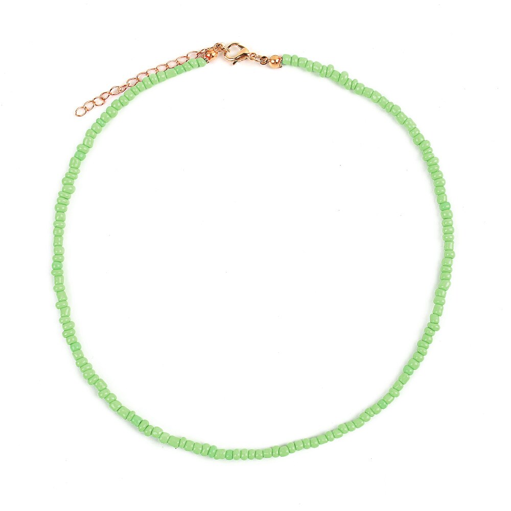 Bohemia Colorful Rice Beads Strand Necklaces For Women Teens Girls Adjustable Clavicle Choker Necklace Trendy Beach Jewelry