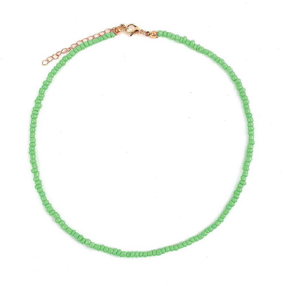 Bohemia Colorful Rice Beads Strand Necklaces For Women Teens Girls Adjustable Clavicle Choker Necklace Trendy Beach Jewelry