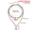 Bohemia Cute Colorful Beaded Chain Transparent Rainbow Beaded Baroque Pearls Necklace for Women Party Bitch Letters Necklace