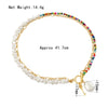 Bohemia Gold Color Plating Irregular Pearl Colorful Bead Strand Key Charm T O Bar Necklace For Women Girl Elegant Gorgeous Jewel