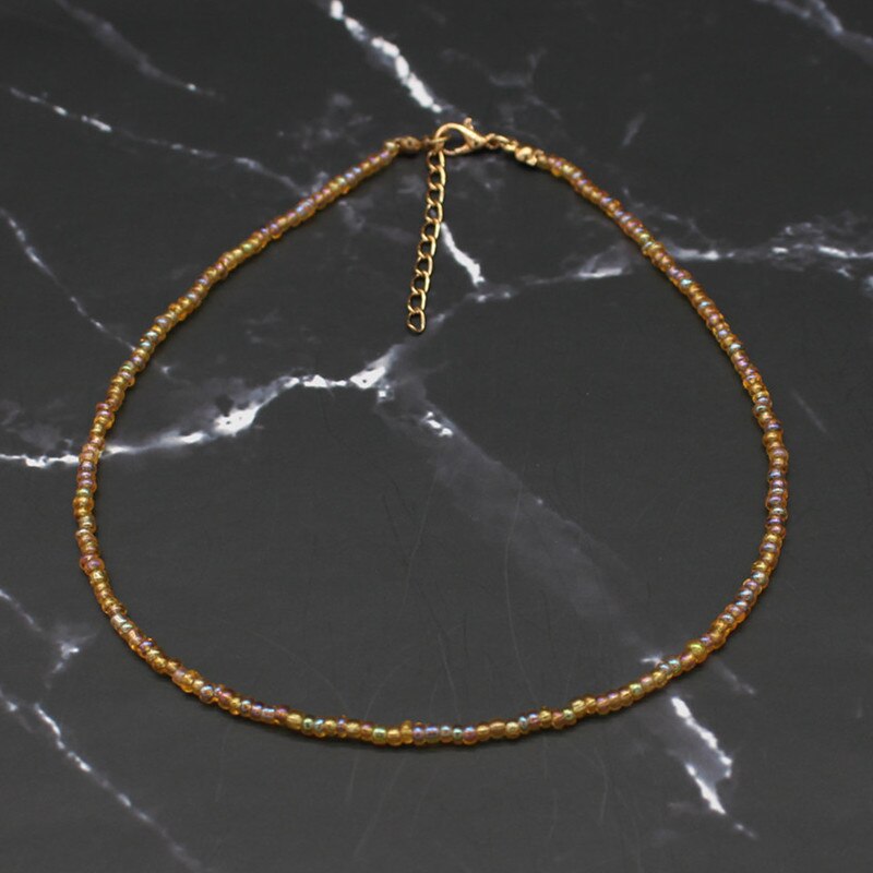 Bohemia Handmade Rainbow Seed Beads Simple Choker Necklace Women's  Wild Sweet Colorful Collar Jewelry Gift