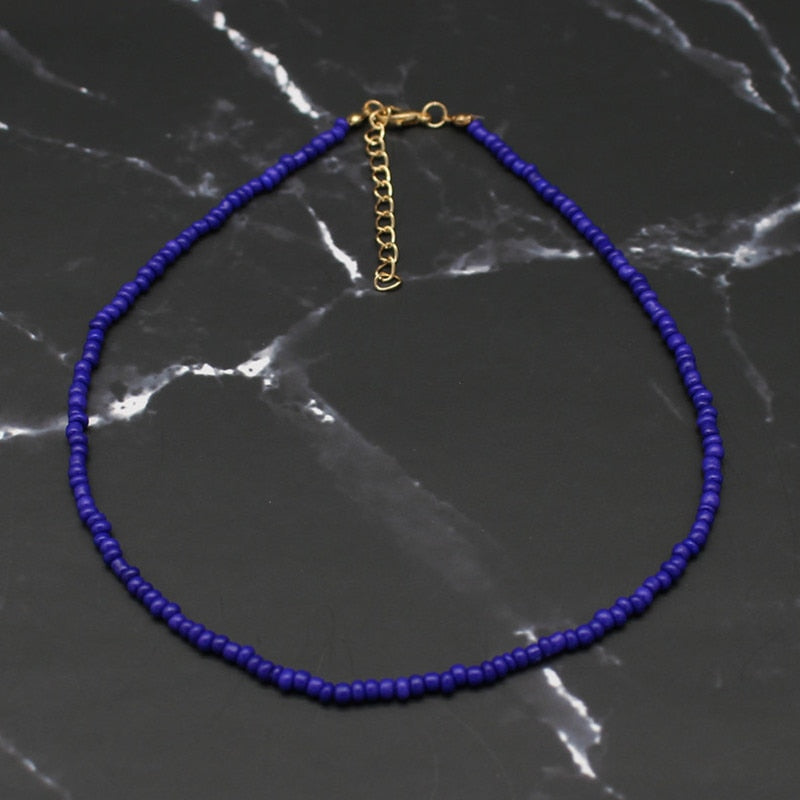 Bohemia Handmade Rainbow Seed Beads Simple Choker Necklace Women's  Wild Sweet Colorful Collar Jewelry Gift