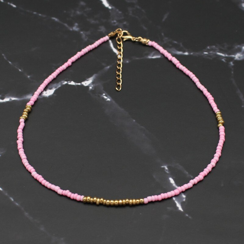 Bohemia Handmade Rainbow Seed Beads Simple Choker Necklace Women's  Wild Sweet Colorful Collar Jewelry Gift