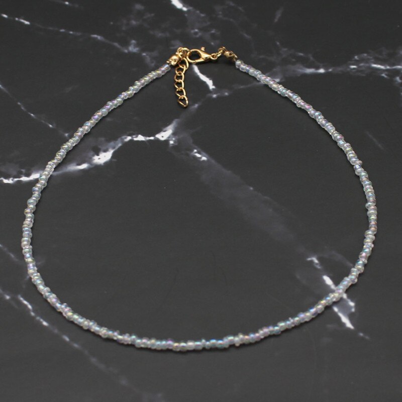 Bohemia Handmade Rainbow Seed Beads Simple Choker Necklace Women's  Wild Sweet Colorful Collar Jewelry Gift