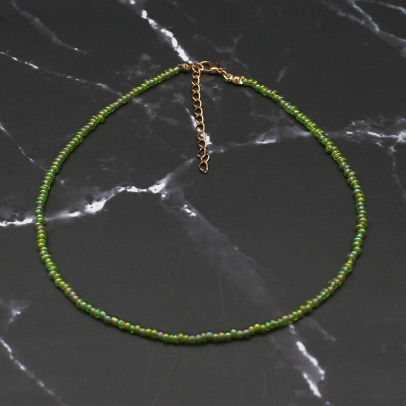 Bohemia Handmade Rainbow Seed Beads Simple Choker Necklace Women's  Wild Sweet Colorful Collar Jewelry Gift