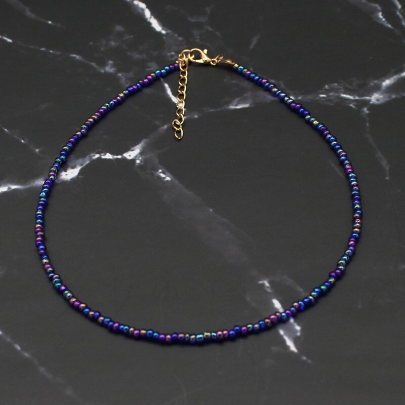 Bohemia Handmade Rainbow Seed Beads Simple Choker Necklace Women's  Wild Sweet Colorful Collar Jewelry Gift