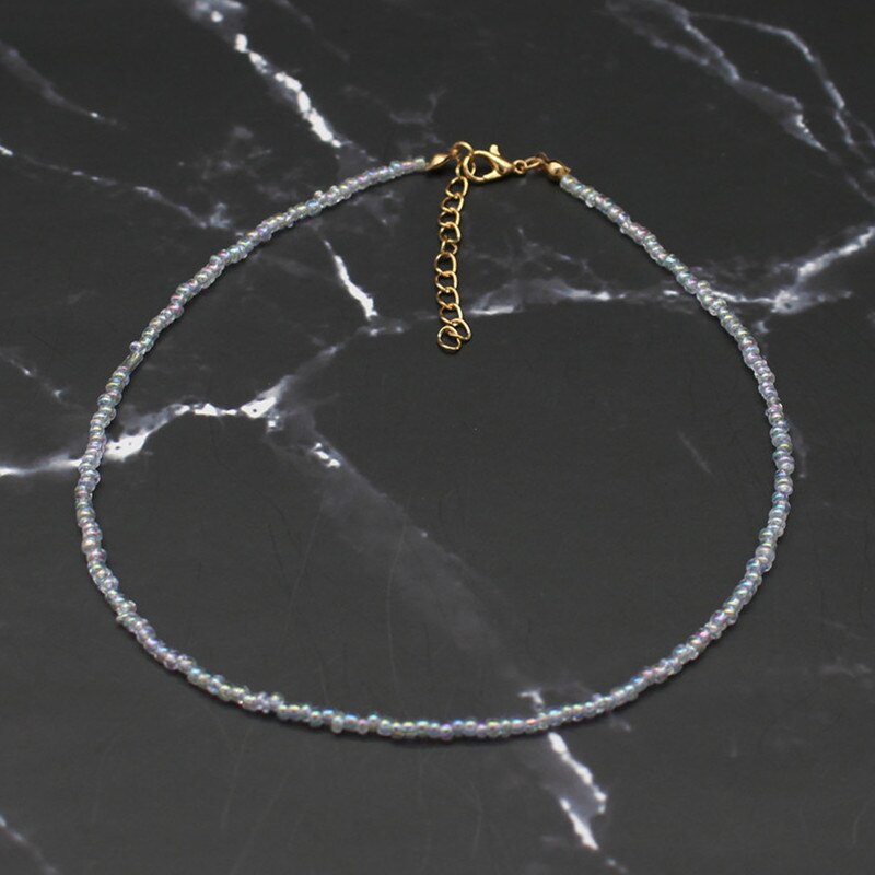 Bohemia Handmade Rainbow Seed Beads Simple Choker Necklace Women's  Wild Sweet Colorful Collar Jewelry Gift