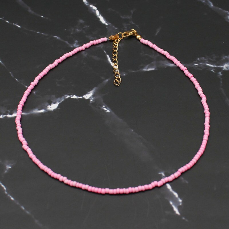 Bohemia Handmade Rainbow Seed Beads Simple Choker Necklace Women's  Wild Sweet Colorful Collar Jewelry Gift
