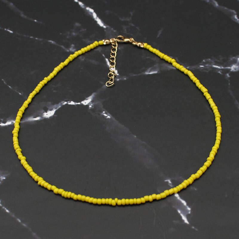 Bohemia Handmade Rainbow Seed Beads Simple Choker Necklace Women's  Wild Sweet Colorful Collar Jewelry Gift