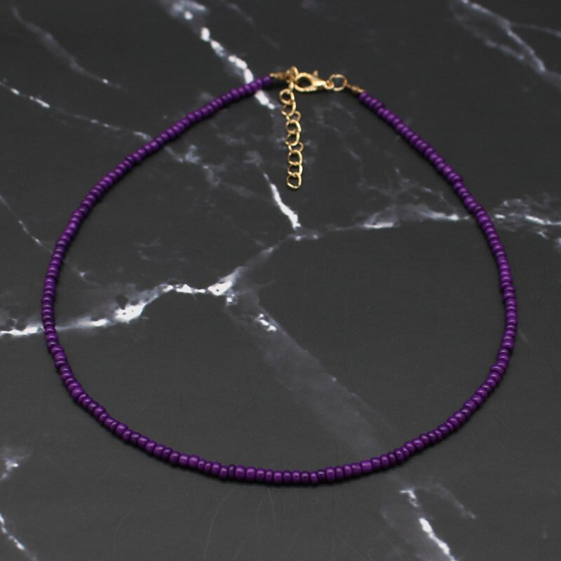 Bohemia Handmade Rainbow Seed Beads Simple Choker Necklace Women's  Wild Sweet Colorful Collar Jewelry Gift