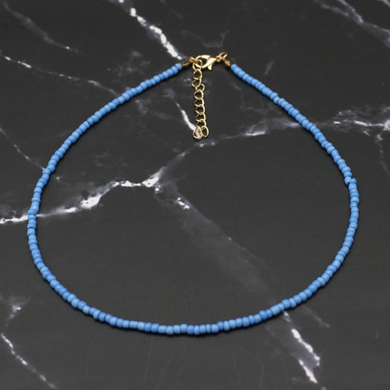 Bohemia Handmade Rainbow Seed Beads Simple Choker Necklace Women's  Wild Sweet Colorful Collar Jewelry Gift