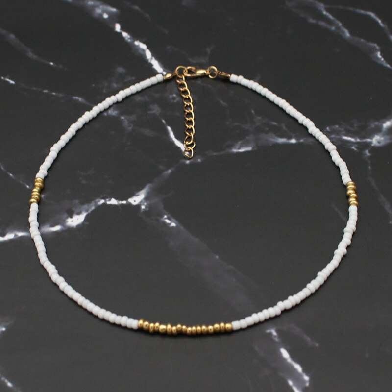 Bohemia Handmade Rainbow Seed Beads Simple Choker Necklace Women's  Wild Sweet Colorful Collar Jewelry Gift